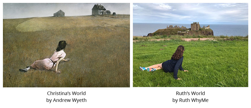 Christina's World by Andrew Wyeth and Ruth's World by Ruth WhyMe Maxwell #all4won #abdnartmuseums #gettymuseumchallenge