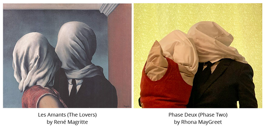 Les Amants (The Lovers) by Rene Magritte Phase Deux (Phase Two) by Rhona MayGreet&nbsp; #all4won #abdnartmuseums #gettymuseumchallenge