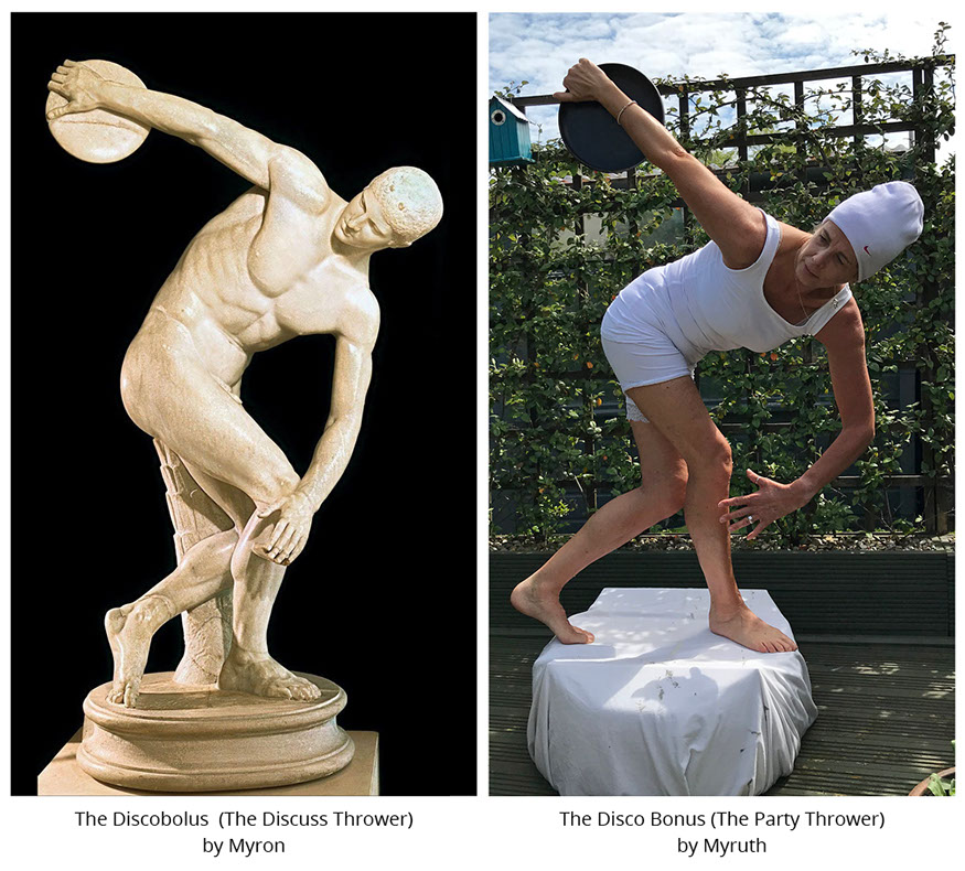 The Discobolus&nbsp; (The Discuss Thrower) by Myron. The Disco Bonus (The Party Thrower) by Myruth. #all4won #abdnartmuseums #gettymuseumchallenge 