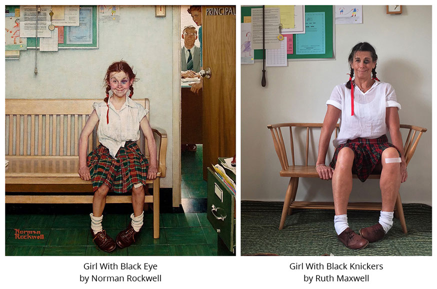 Girl With Black Eye by Norman Rockwell Girl With Black Knickers by Ruth Maxwell #all4won #abdnartmuseums #gettymuseumchallenge