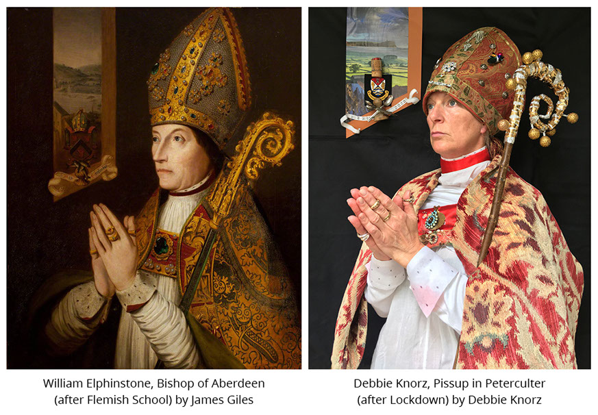 William Elphinstone, Bishop of Aberdeen (after Flemish School) by James Giles Debbie Knorz, Pissup in Peterculter (after Lockdown) 